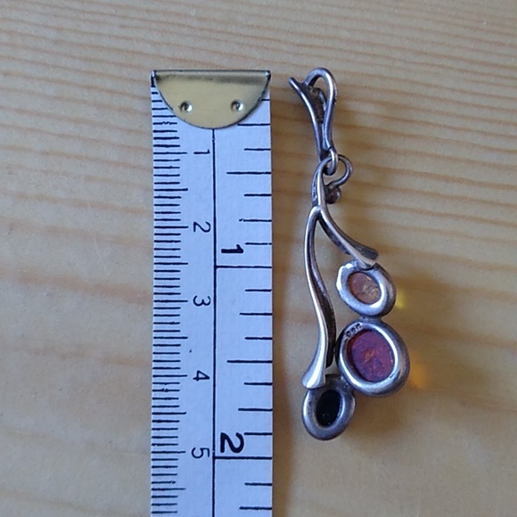 3 Colour Amber Silver Pendant - Picture 3 of 4